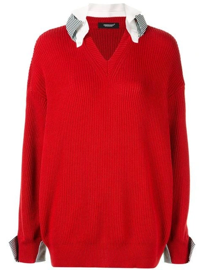 Undercover Layered Knitted Jumper In Red
