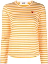 Comme Des Garçons Play Comme Des Garcons Play Small Red Heart Striped Tee In Yellow In Yellow