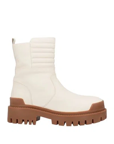 181 Woman Ankle Boots Ivory Size 10 Soft Leather In White