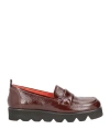 181 Woman Loafers Burgundy Size 10 Soft Leather In Red