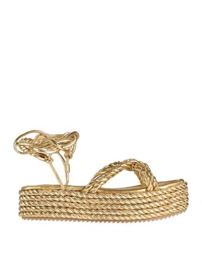 181 Woman Sandals Gold Size 6 Textile Fibers