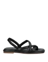 181 Woman Toe Strap Sandals Black Size 6 Soft Leather In Black