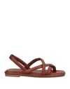 181 Woman Toe Strap Sandals Brown Size 6 Soft Leather