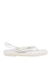 181 Woman Toe Strap Sandals White Size 9 Textile Fibers In White