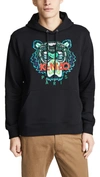Kenzo Signature Tiger Hoodie In Black