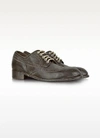 GUCCI SHOES DARK BROWN TUFFATO LEATHER WINGTIP DERBY SHOES