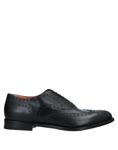 Santoni Brogue-detail Leather Derby Shoes In Black
