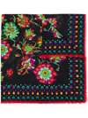 La Doublej Floral Print Square Scarf In Black