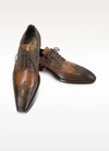 GUCCI SHOES TWO-TONE ITALIAN HANDCRAFTED LEATHER WINGTIP OXFORD SHOES