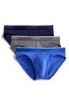 2(x)ist Cotton Stretch No Show Briefs, Pack Of 3 In Eclipse/lead/dazzling Blue