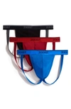 2(x)ist Stretch Cotton Jock Strap 3-pack In Scotts Red Multi