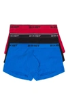 2(x)ist Men's Cotton Stretch 3 Pack No-show Trunk In Scotts Red/ Black/ Skydiver