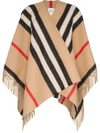 BURBERRY BURBERRY FRINGE DETAIL CAPE-SCARF - BROWN