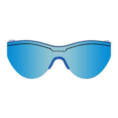 Balenciaga Women's Cat Eye Shield Sunglasses, 99mm In Blue/blue