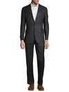 Armani Collezioni 2-piece Classic Fit Striped Virgin Wool Blend Suit In Solid Blue