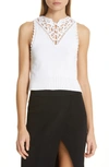 Simkhai Macrame Cropped Racer Tank Top In White