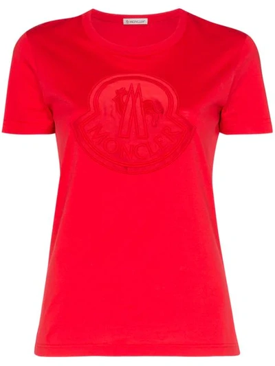 Moncler Logo Cotton Jersey T-shirt In 45c Red
