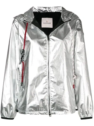 Moncler Mikael Metallic Coated Cotton Jacket In Silver