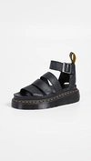 Dr. Martens Womens Clarissa Ii Quad Leather Platform Sandals In Black
