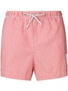 THOM BROWNE THOM BROWNE STRIPED SWIMMING SHORTS - 红色