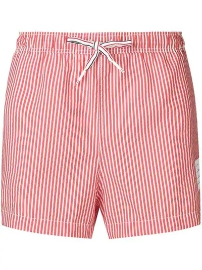 Thom Browne Striped Swimming Shorts In Red