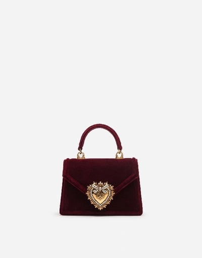 Dolce & Gabbana Small Velvet Devotion Tote Bag In Red