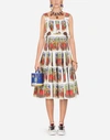 DOLCE & GABBANA COTTON MIDI DRESS WITH TIN PRINT