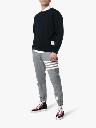 Thom Browne Striped Technical Sweatpants In Grey