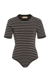 MICHAEL KORS STRIPED STRETCH-JERSEY BODYSUIT,735463