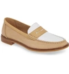 Sperry Women's Seaport Penny Memory-foam Loafers Women's Shoes In Tan/ White Leather