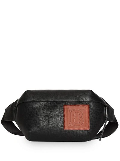 Burberry Medium Monogram Motif Leather Bum Bag In Black