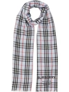 BURBERRY EMBROIDERED VINTAGE CHECK LIGHTWEIGHT CASHMERE SCARF