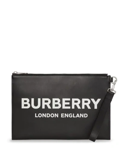 Burberry Edin Logo-print Leather Pouch In Black