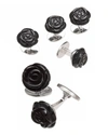 JAN LESLIE ONYX CARVED ROSE TUXEDO CUFF LINK AND STUD SET,PROD145740088