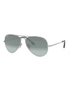 Ray Ban Gradient Metal Aviator Sunglasses In Silver/gray