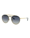 RAY BAN ROUND LENS-OVER-FRAME METAL SUNGLASSES,PROD146680122