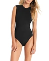 Seafolly Cap-sleeve Maillot One-piece Swimsuit In Black