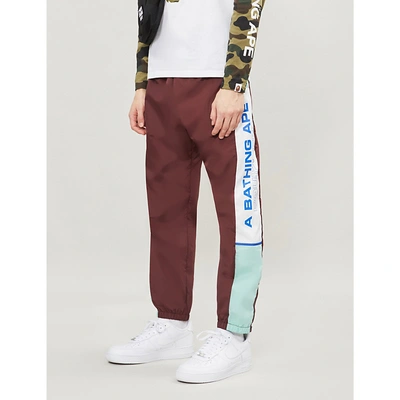 A Bathing Ape Colour-block Shell Jogging Bottoms In Burgundy