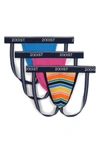 2(x)ist Cotton Stretch Jock Straps, Pack Of 3 In Very Berry/ Blue Aster/ Multi