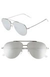 Balenciaga 59mm Aviator Sunglasses In Shiny Silver/ Silver