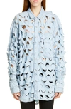 VETEMENTS CUTOUT DENIM SHIRT,USS193001