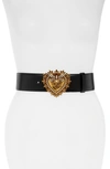 Dolce & Gabbana Devotion Logo Heart Buckle Leather Belt In Nocolor