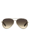 Polaroid 61mm Polarized Aviator Sunglasses In Gold