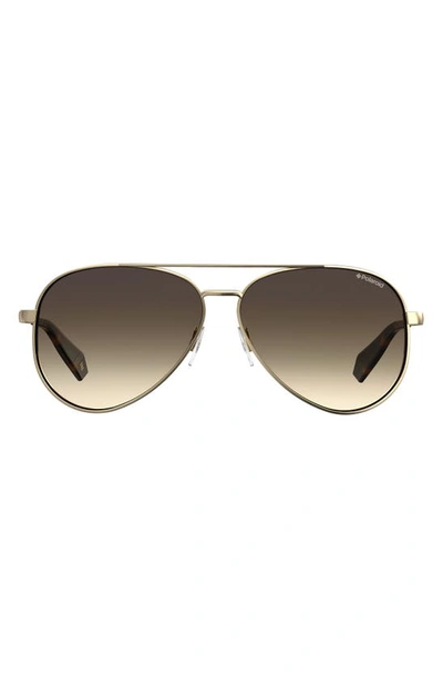 Polaroid 61mm Polarized Aviator Sunglasses In Gold