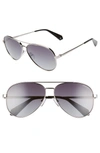 Polaroid 61mm Polarized Aviator Sunglasses - Ruthenium In Ruthenium