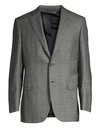 BRIONI Windowpane Wool & Silk Suit Jacket