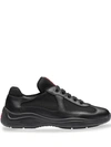 Prada Black Leather & Mesh Lace-up Sneakers