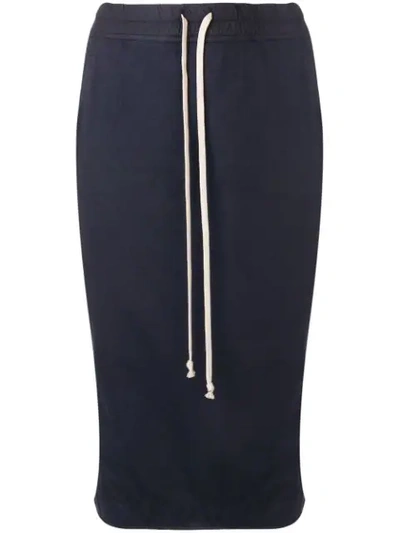 Rick Owens Drkshdw Jersey Pencil Skirt In Blue