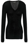 ROBERTO CAVALLI ROBERTO CAVALLI WOMAN EMBROIDERED WOOL AND CASHMERE-BLEND SWEATER BLACK,3074457345620198726