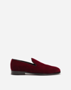 Dolce & Gabbana Red Cotton Velvet Slip On Loafers Formal Shoes In Bordeaux